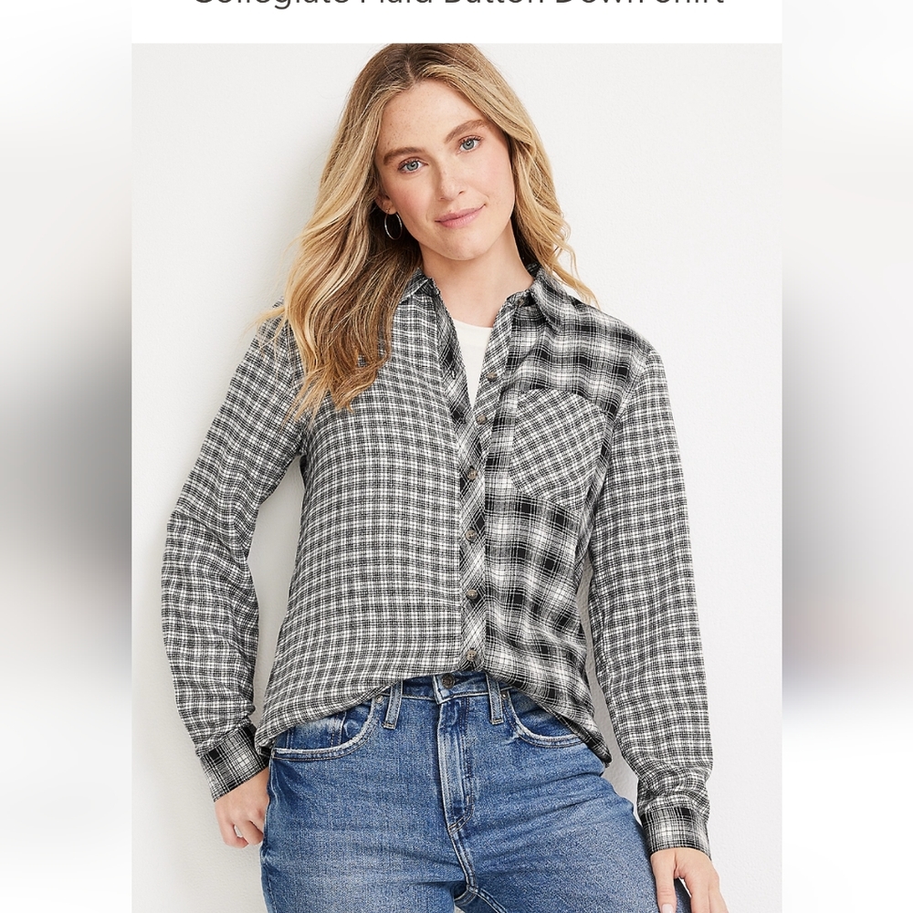 NWT Maurice's button down collegiate plaid shirt large still in plastic wrap